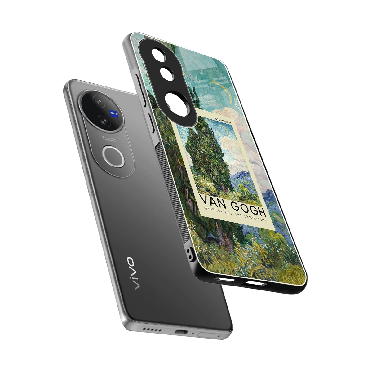 Cypresses sleek vivo v50 cover with tempered glass back and TPU edges