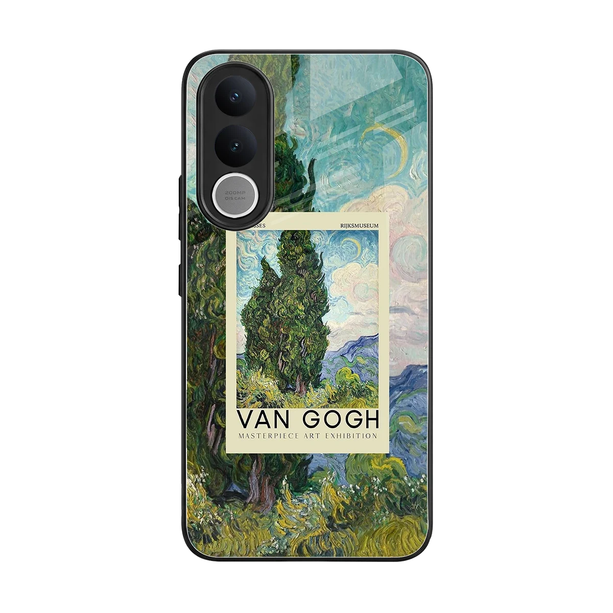 Cypresses back phone cover | glass case for vivo v70 fe