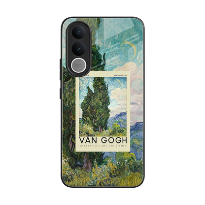 Cypresses back phone cover | glass case for vivo v70 fe