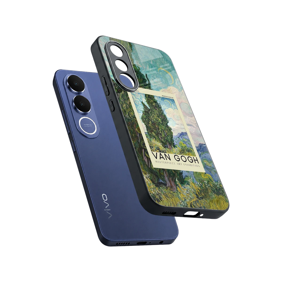 Cypresses sleek vivo v70 fe cover with tempered glass back and TPU edges