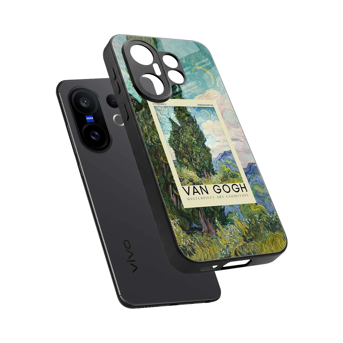 Cypresses sleek vivo x200 fe cover with tempered glass back and TPU edges