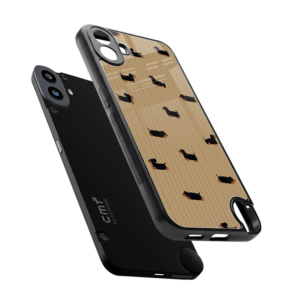 Dachshund sleek cmf nothing phone 1 cover with tempered glass back and TPU edges