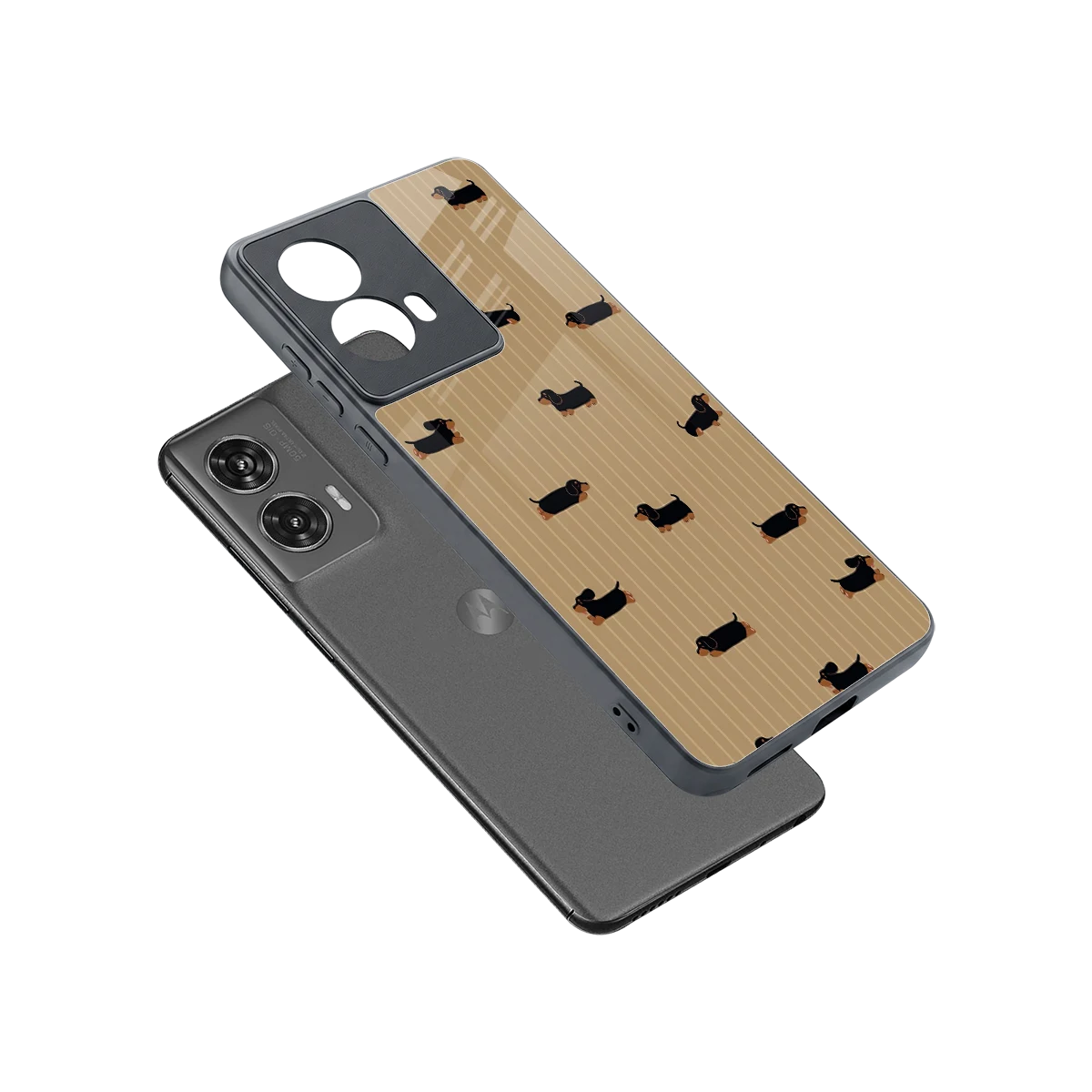 Dachshund sleek motorola edge 50 fusion cover with tempered glass back and TPU edges