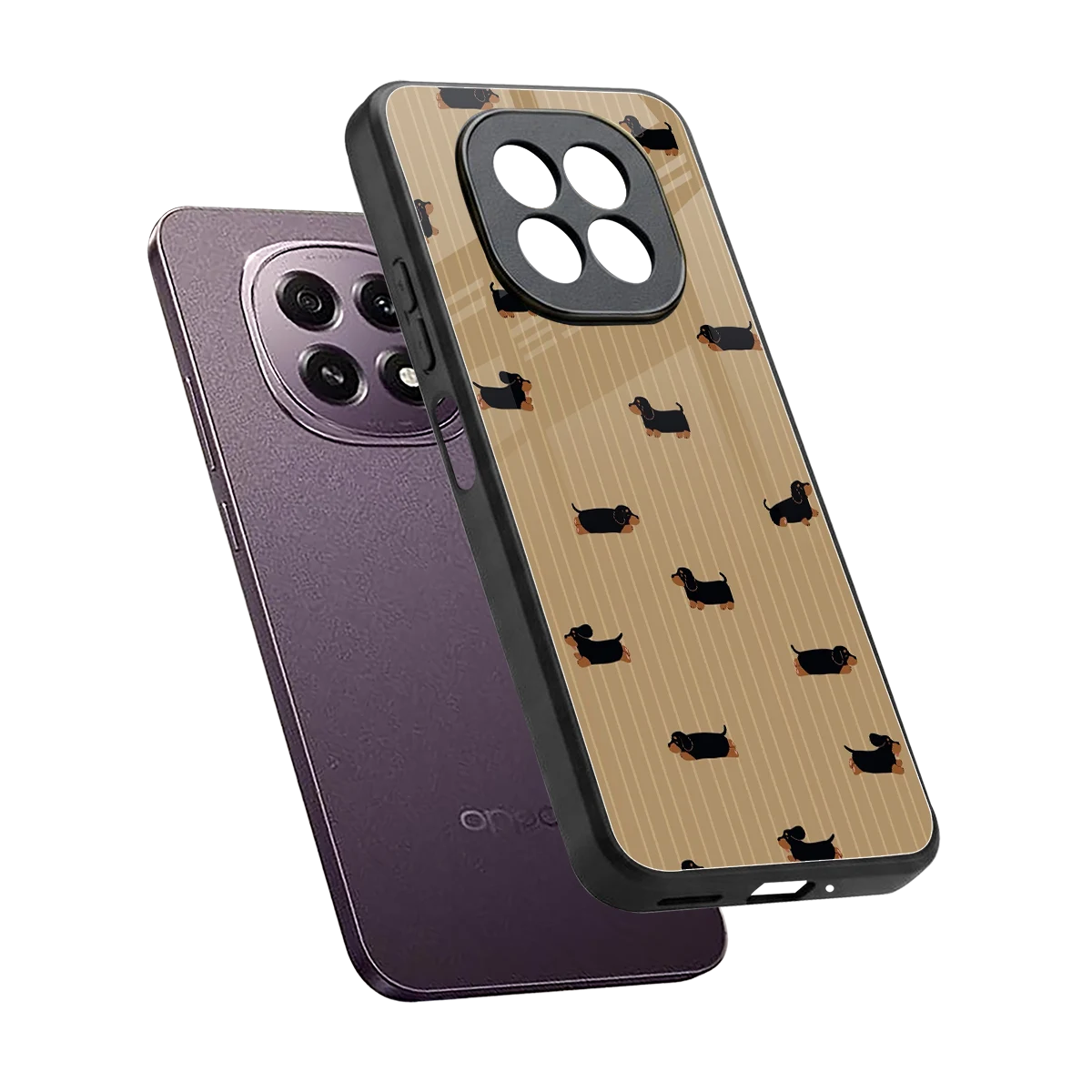 Dachshund sleek oppo f29 5g cover with tempered glass back and TPU edges