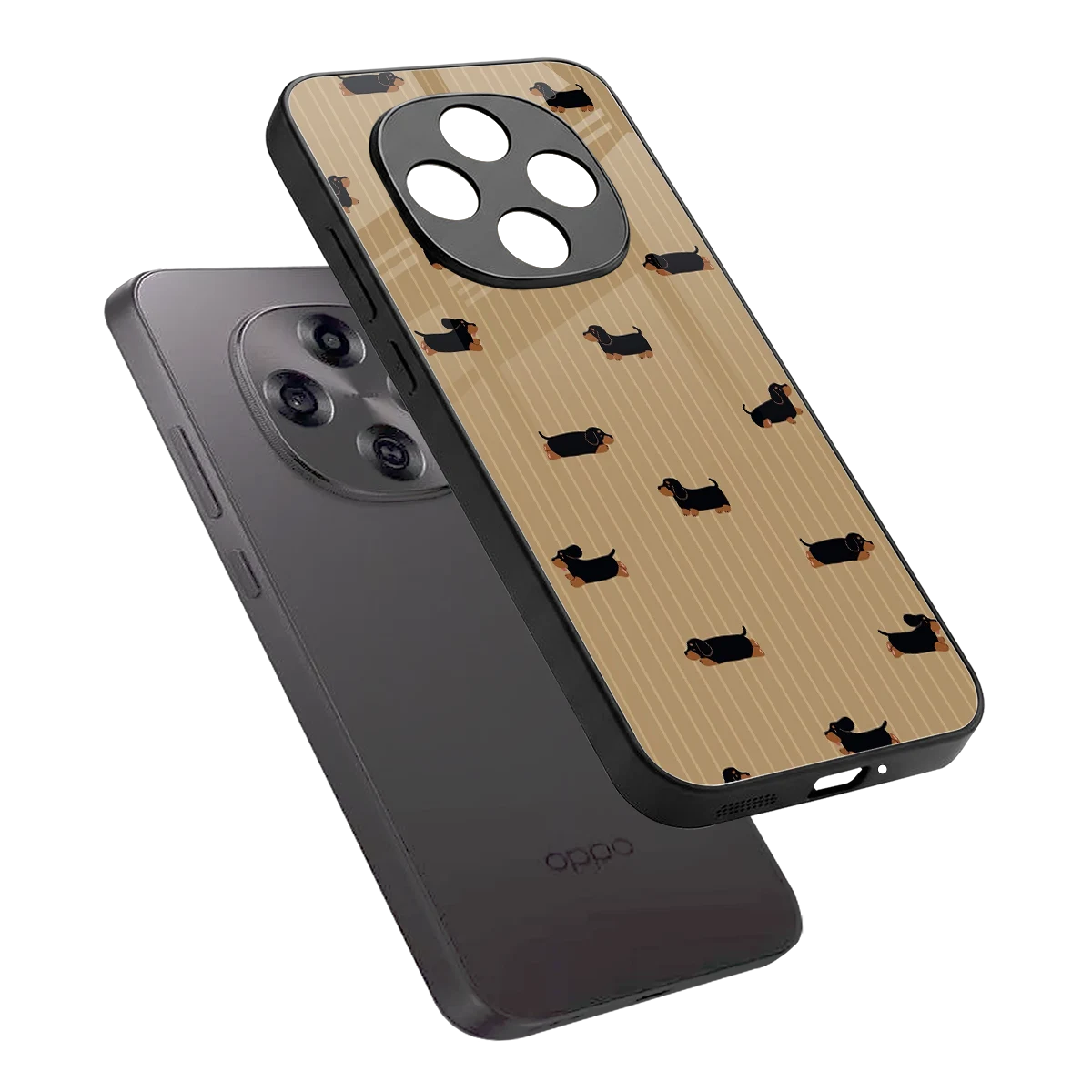 Dachshund sleek oppo f31 pro 5g cover with tempered glass back and TPU edges