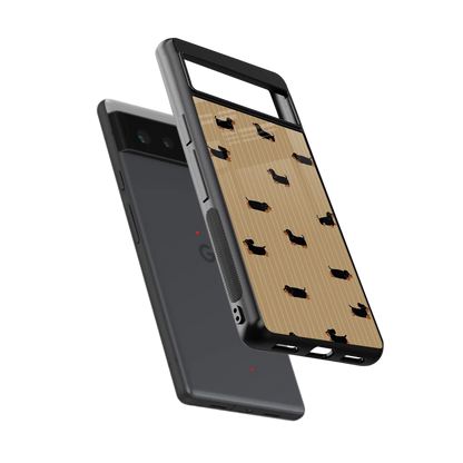Dachshund sleek google pixel 6 cover with tempered glass back and TPU edges