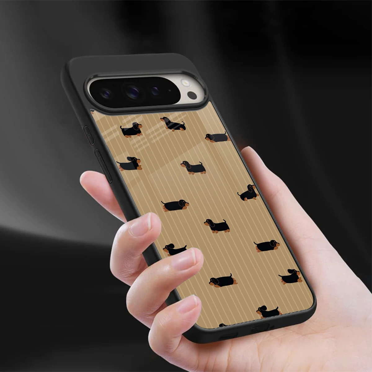 Dachshund sleek google pixel 9 pro xl cover with tempered glass back and TPU edges