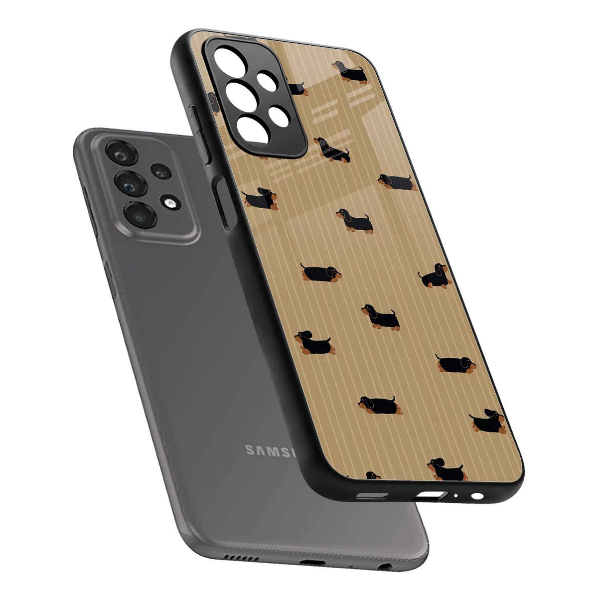 Dachshund sleek samsung galaxy a23 cover with tempered glass back and TPU edges