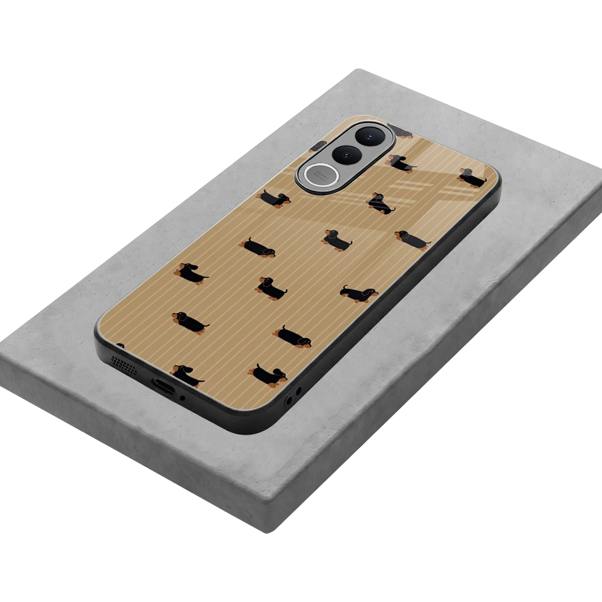 Dachshund stylish phone case for vivo v70 fe | glossy glass and slim fit