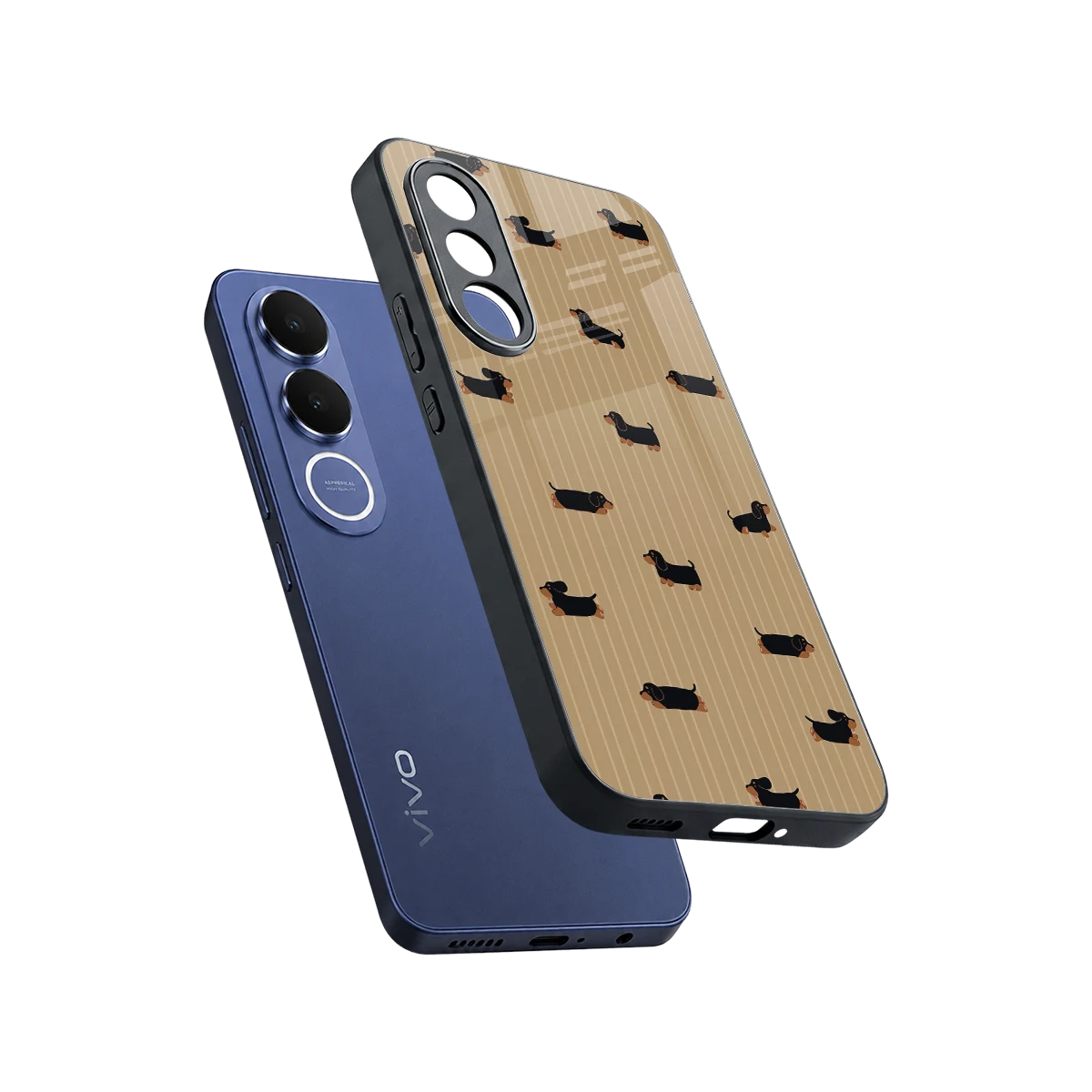 Dachshund sleek vivo v70 fe cover with tempered glass back and TPU edges