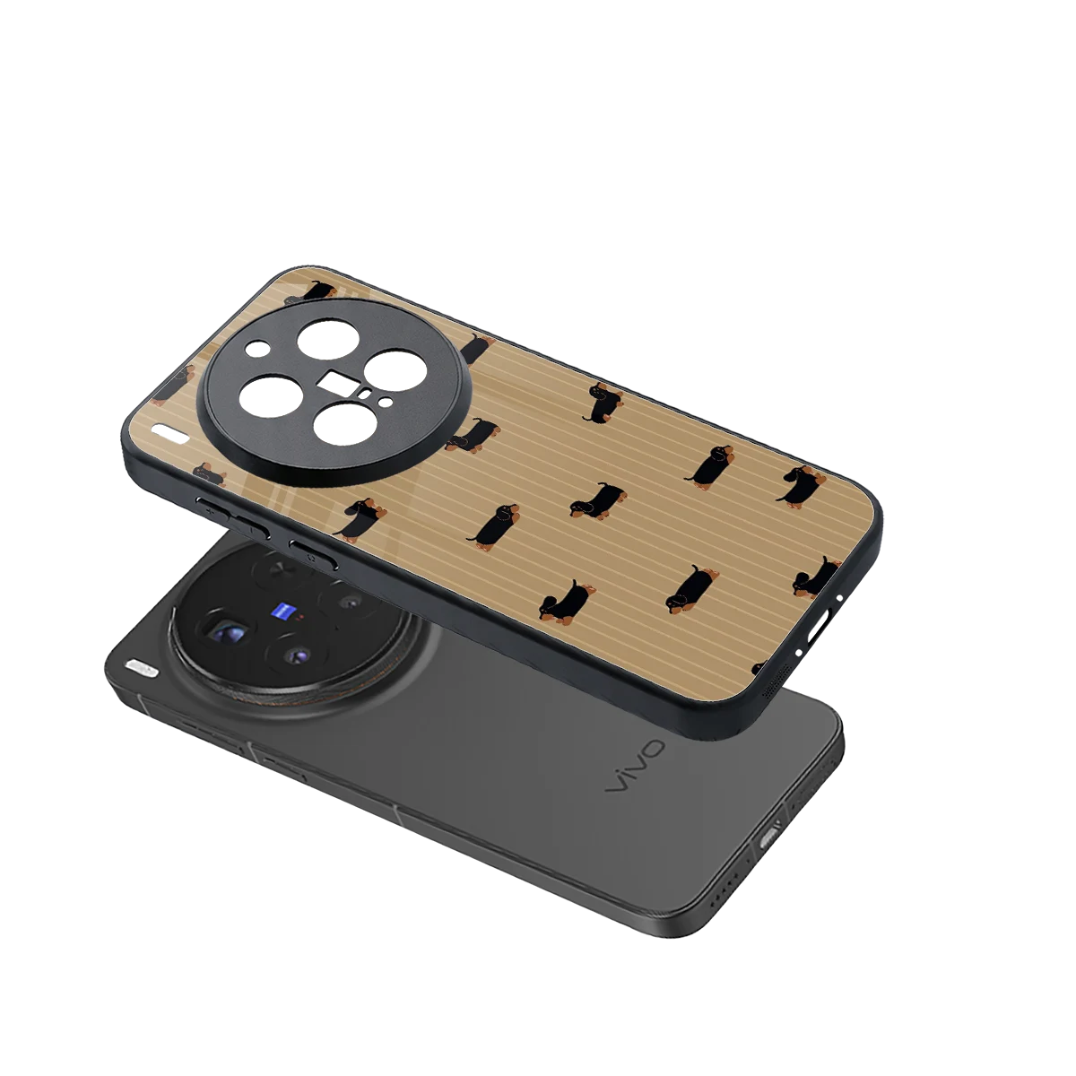 Dachshund sleek vivo x300 pro cover with tempered glass back and TPU edges