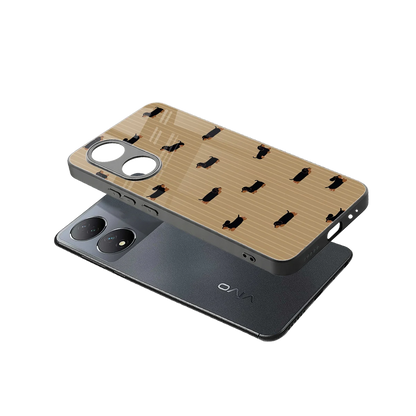 Dachshund sleek Vivo-y100 cover with tempered glass back and TPU edges