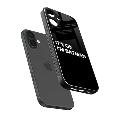 Dark Knight sleek iphone 16 plus cover with tempered glass back and TPU edges
