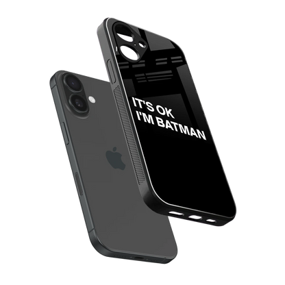 Dark Knight sleek iPhone 16 cover with tempered glass back and TPU edges