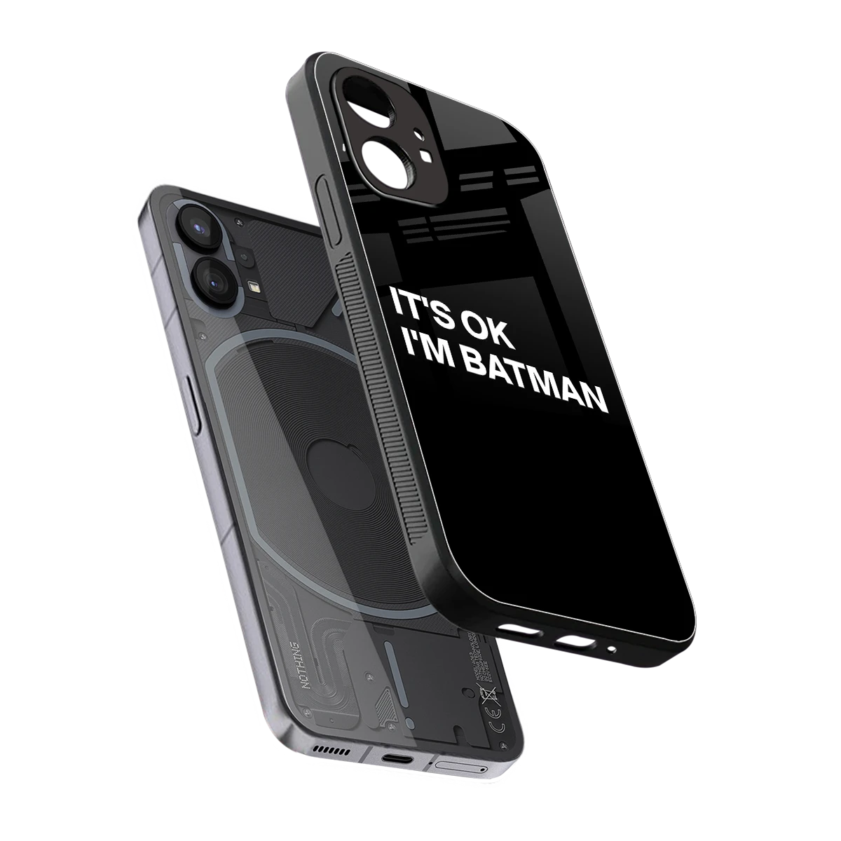 Dark Knight sleek nothing phone 1 cover with tempered glass back and TPU edges