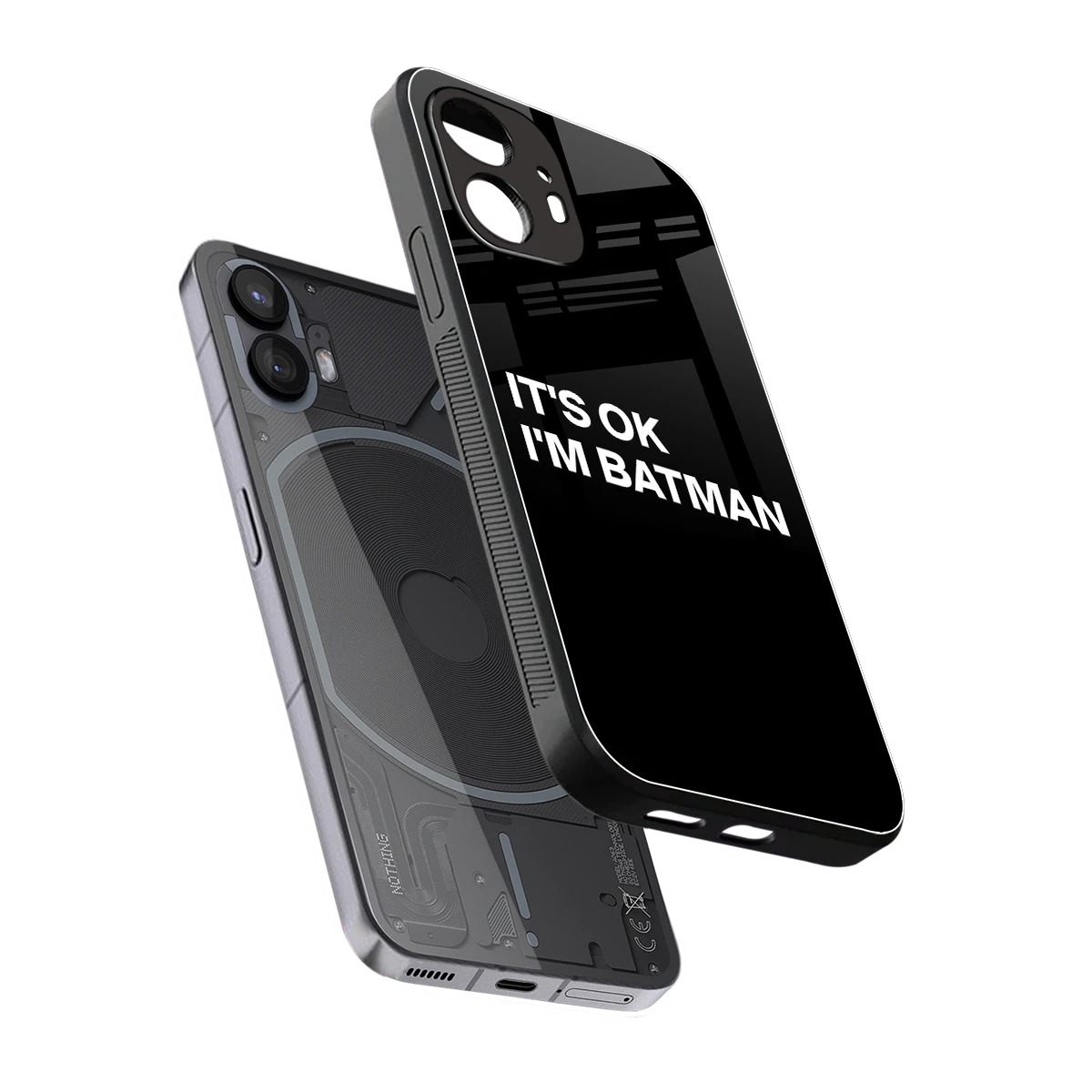 Dark Knight sleek nothing phone 2 cover with tempered glass back and TPU edges