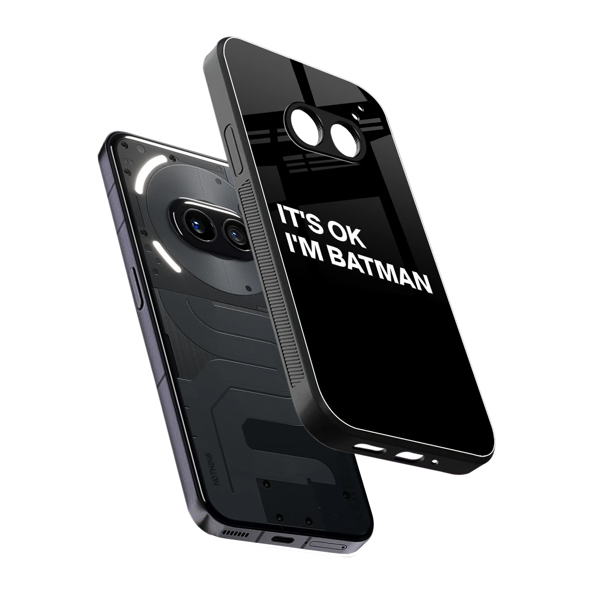 Dark Knight sleek nothing phone 2a plus cover with tempered glass back and TPU edges