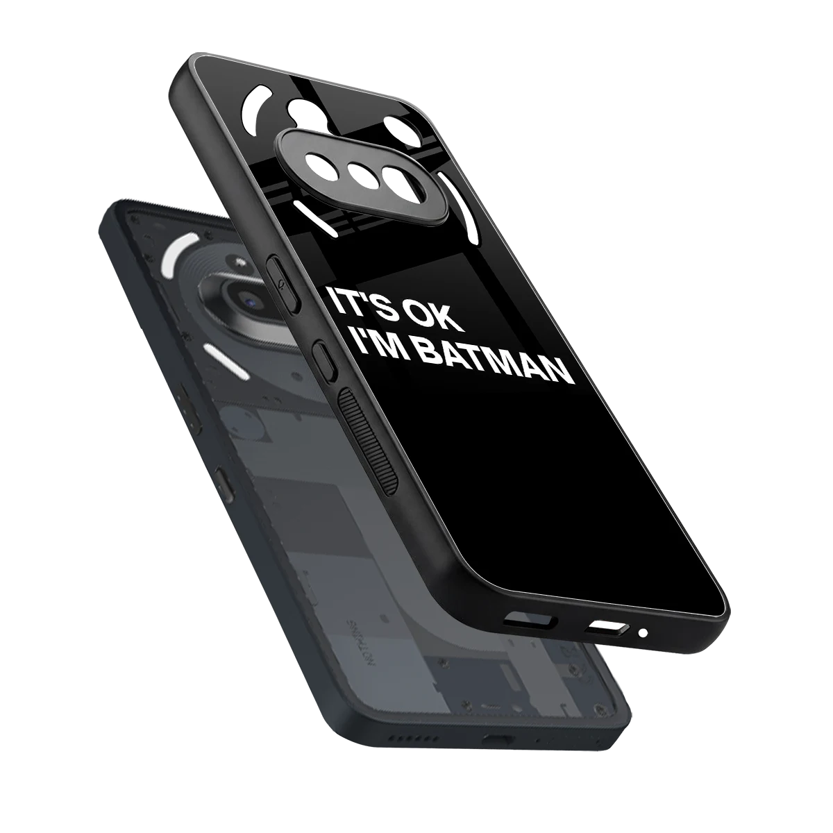 Dark Knight sleek nothing phone 3a cover with tempered glass back and TPU edges
