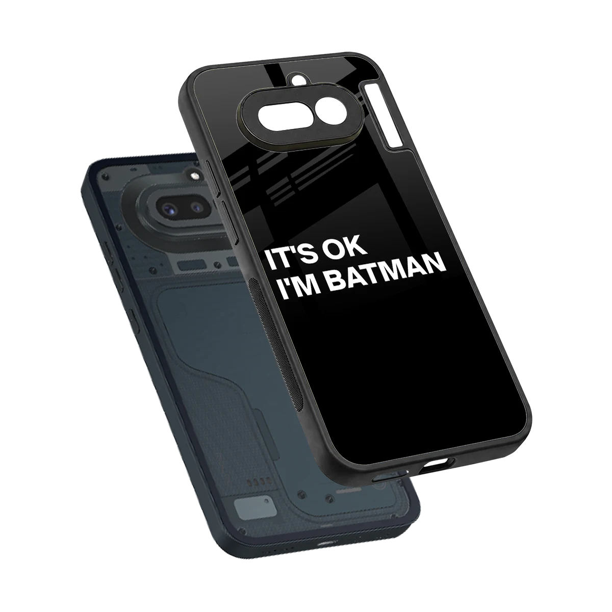 Dark Knight sleek nothing phone 4a cover with tempered glass back and TPU edges