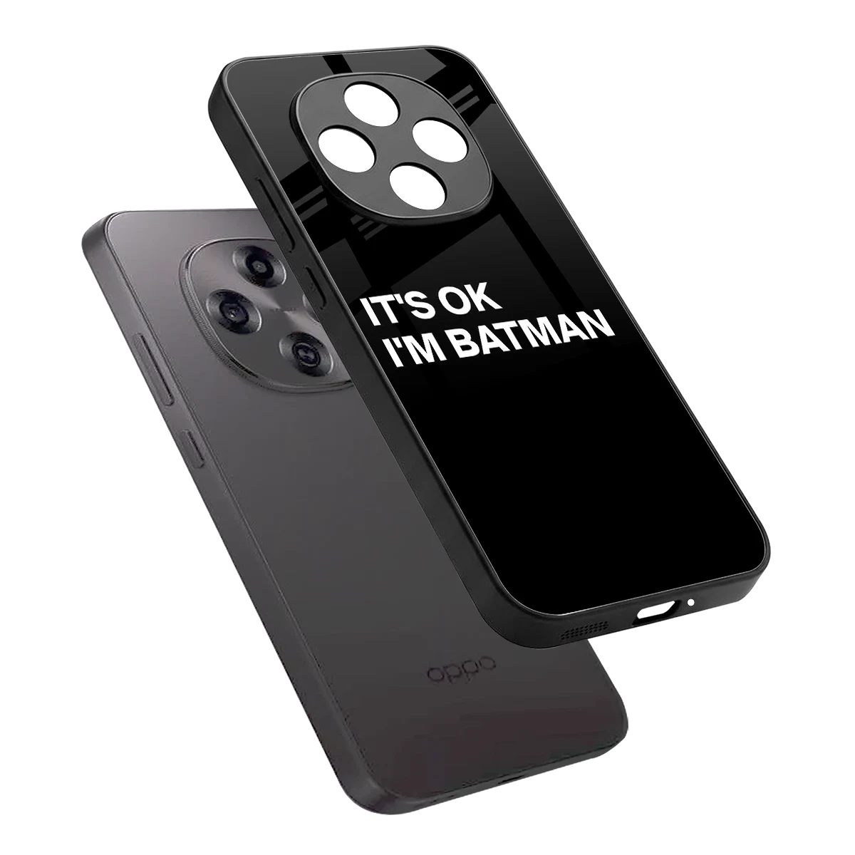Dark Knight sleek oppo f31 pro 5g cover with tempered glass back and TPU edges