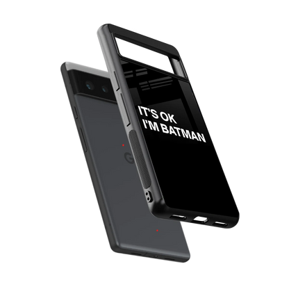 Dark Knight sleek google pixel 6a cover with tempered glass back and TPU edges