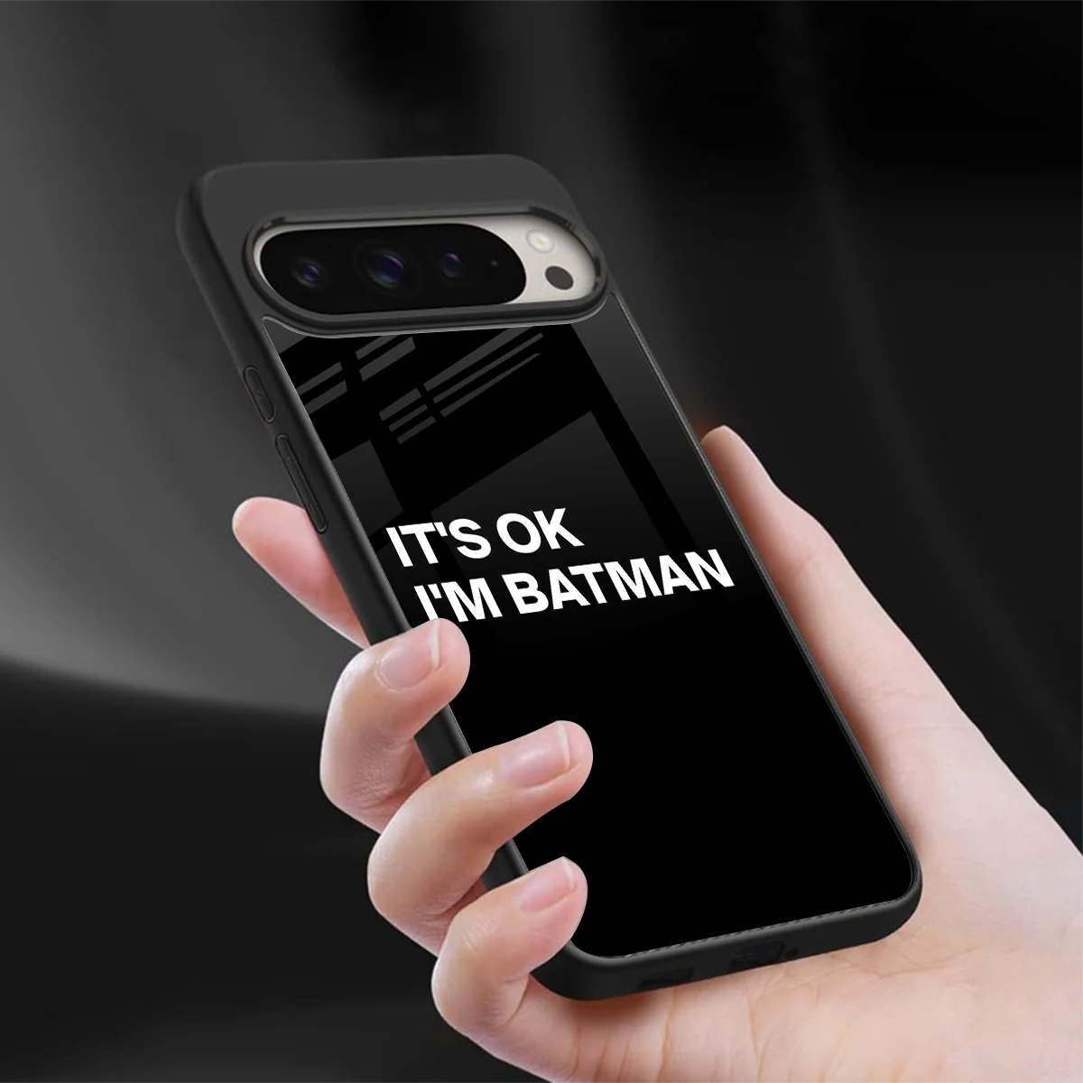 Dark Knight sleek google pixel 9 pro cover with tempered glass back and TPU edges