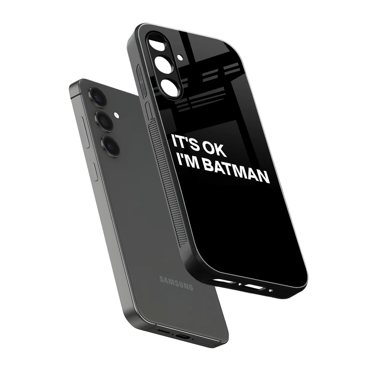 Dark Knight sleek samsung galaxy a55 5g cover with tempered glass back and TPU edges