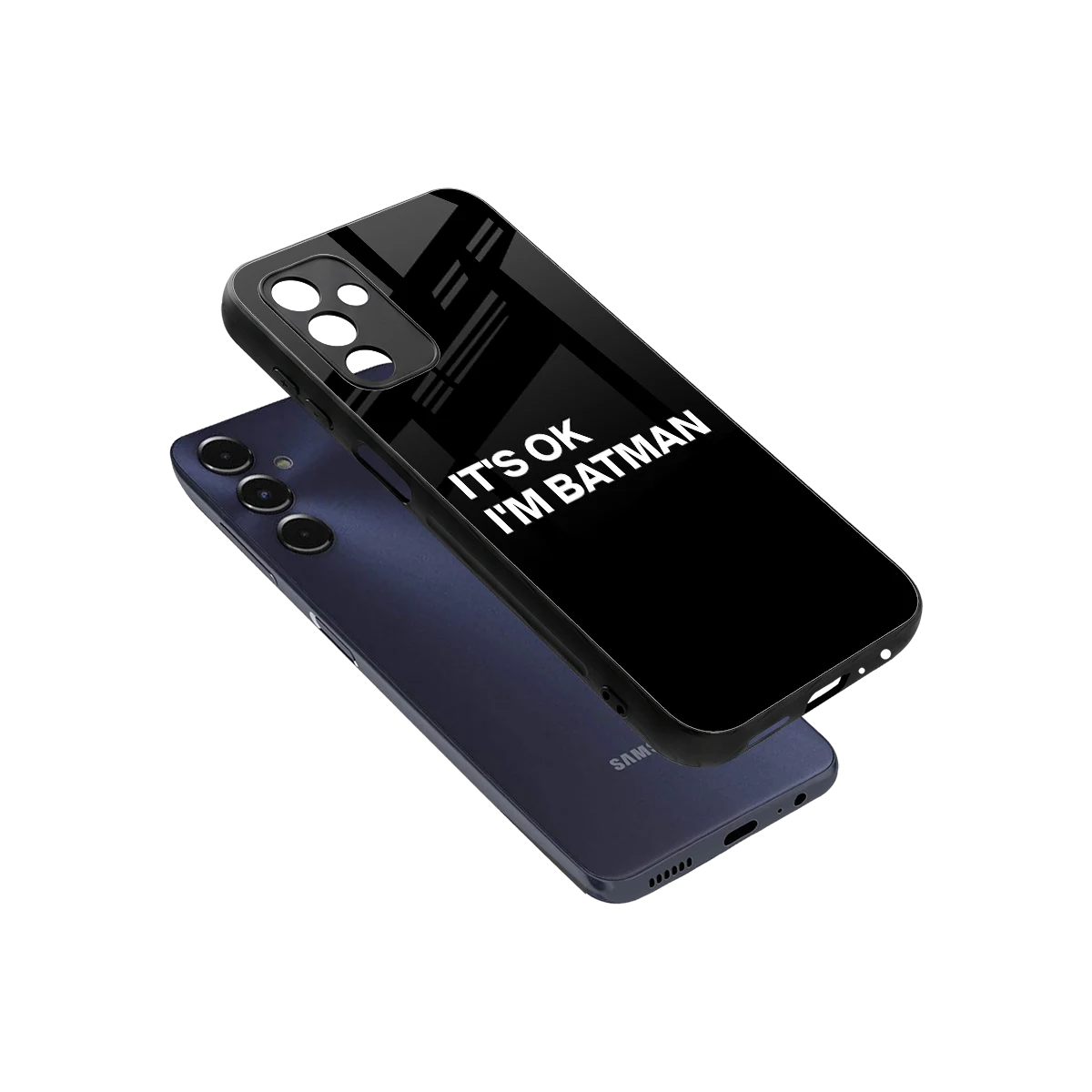 Dark Knight sleek samsung galaxy m14 5g cover with tempered glass back and TPU edges