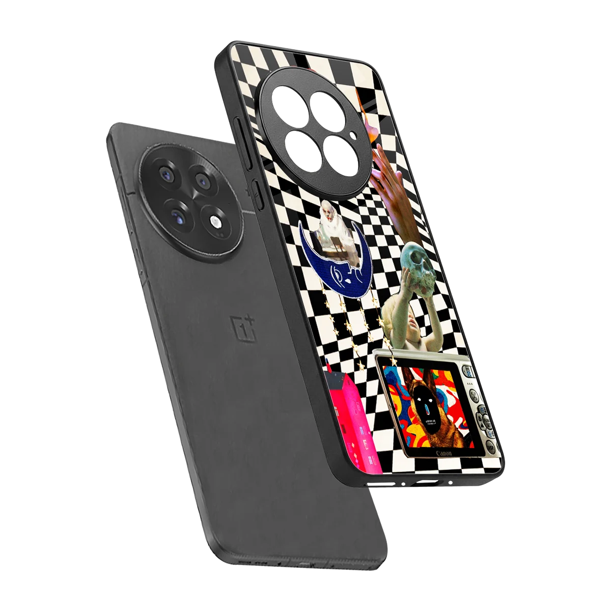 Dark Trip sleek oneplus 13 cover with tempered glass back and TPU edges