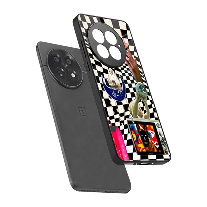Dark Trip sleek oneplus 13 cover with tempered glass back and TPU edges