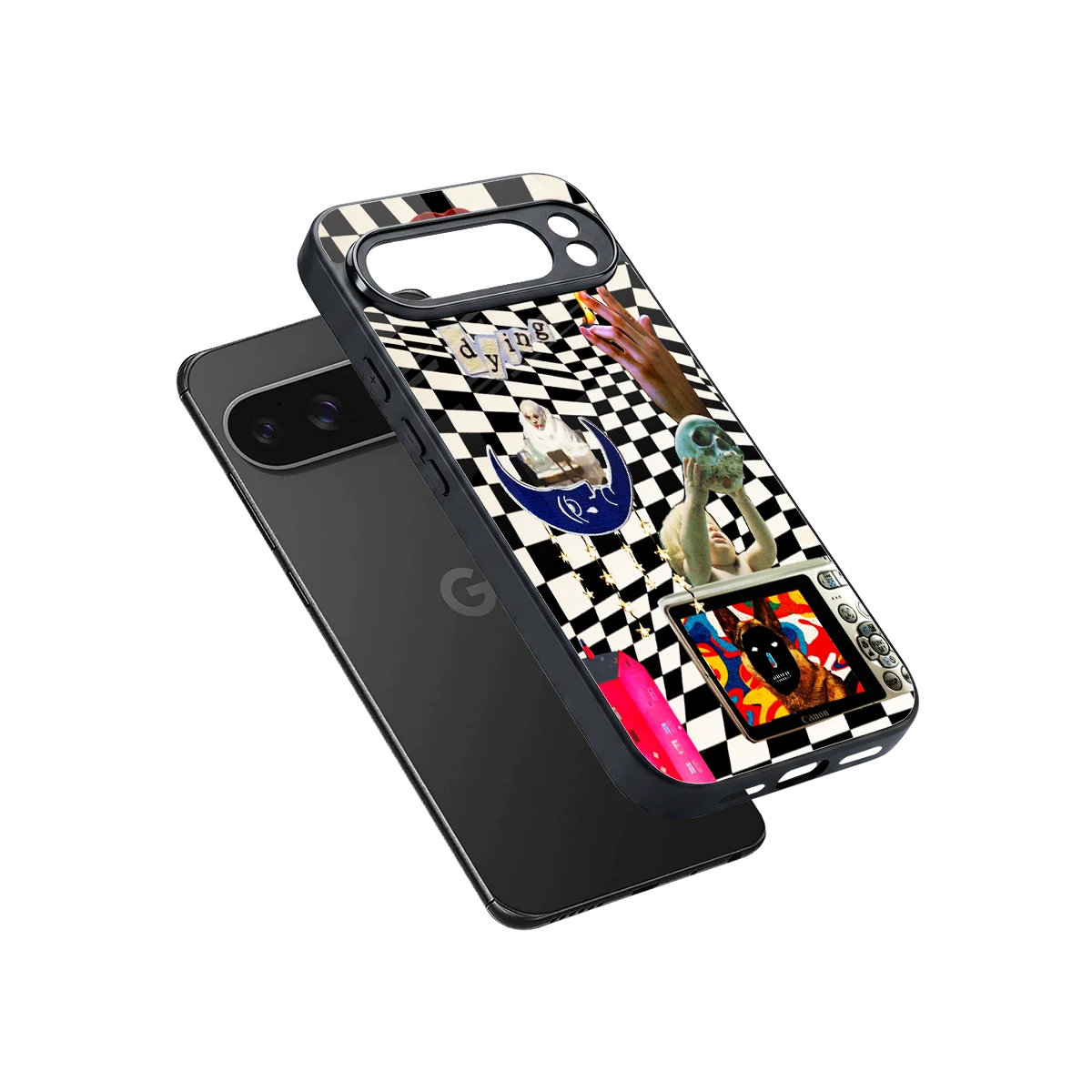 Dark Trip sleek google pixel 10 pro xl cover with tempered glass back and TPU edges