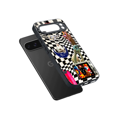 Dark Trip sleek google pixel 10 pro xl cover with tempered glass back and TPU edges