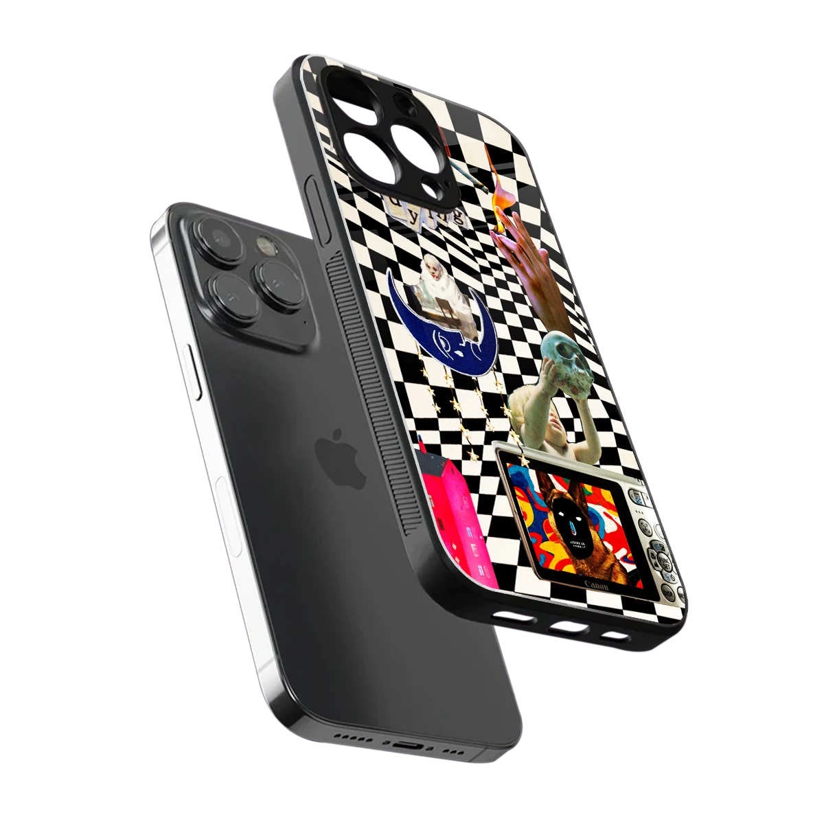 Dark Trip sleek iphone 13 pro cover with tempered glass back and TPU edges