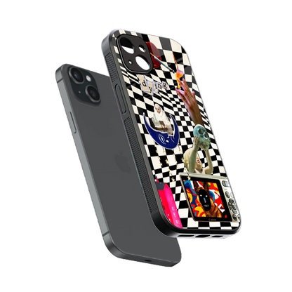 Dark Trip sleek iphone 14 plus cover with tempered glass back and TPU edges