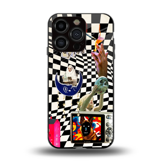 Dark Trip back phone cover | glass case for iphone 15 pro