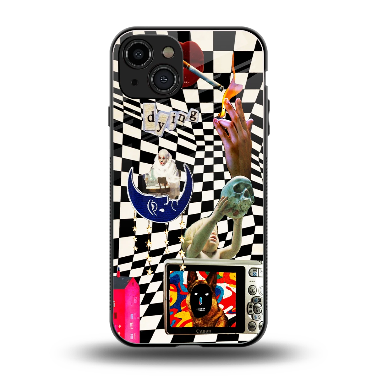 Dark Trip back phone cover | glass case for iphone 15