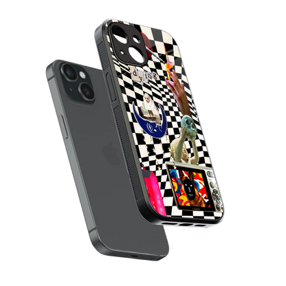 Dark Trip sleek iphone 15 cover with tempered glass back and TPU edges