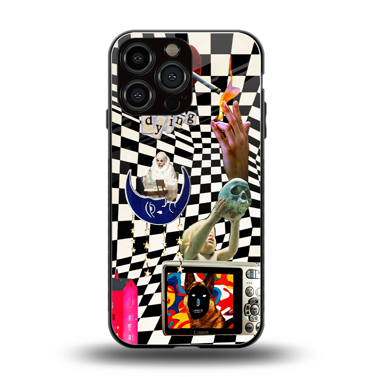 Dark Trip back phone cover | glass case for iphone 16 pro max