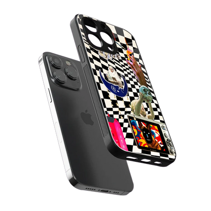 Dark Trip sleek iphone 16 pro max cover with tempered glass back and TPU edges