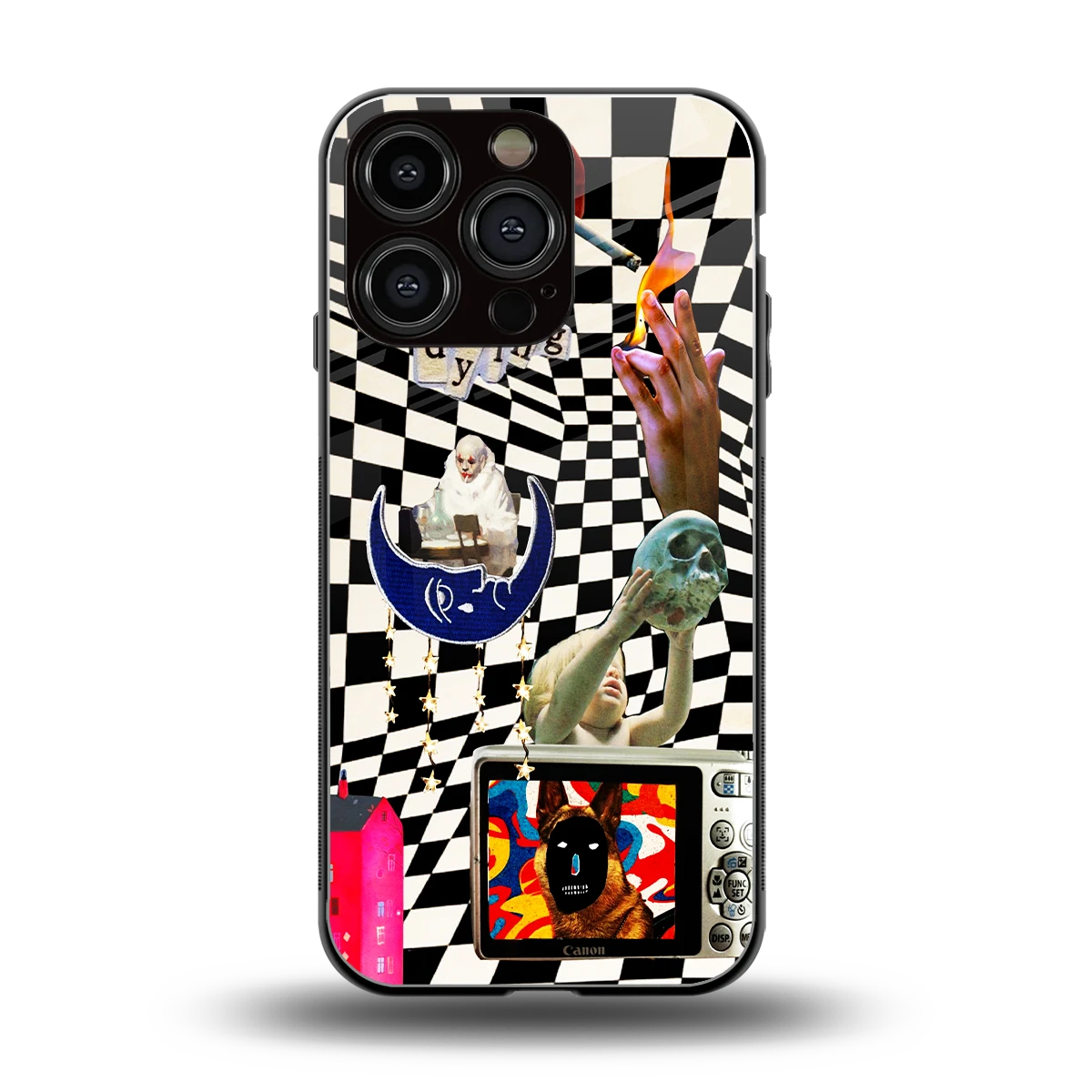 Dark Trip back phone cover | glass case for iphone 16 pro