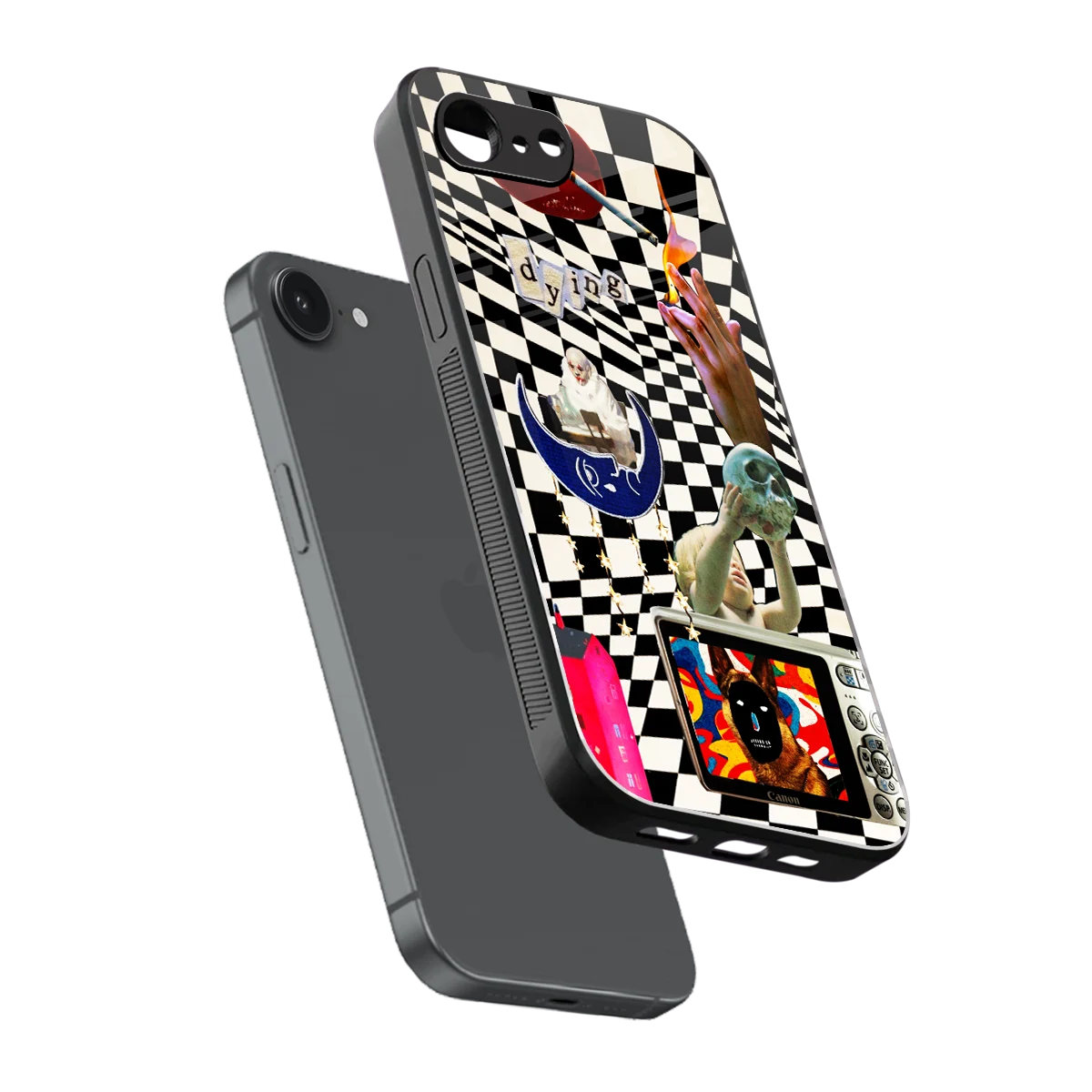 Dark Trip sleek iphone 16e cover with tempered glass back and TPU edges