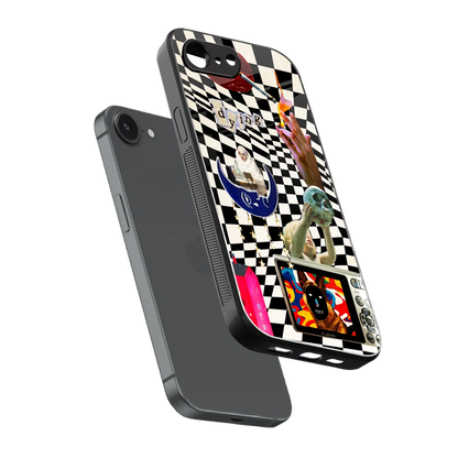 Dark Trip sleek iphone 16e cover with tempered glass back and TPU edges