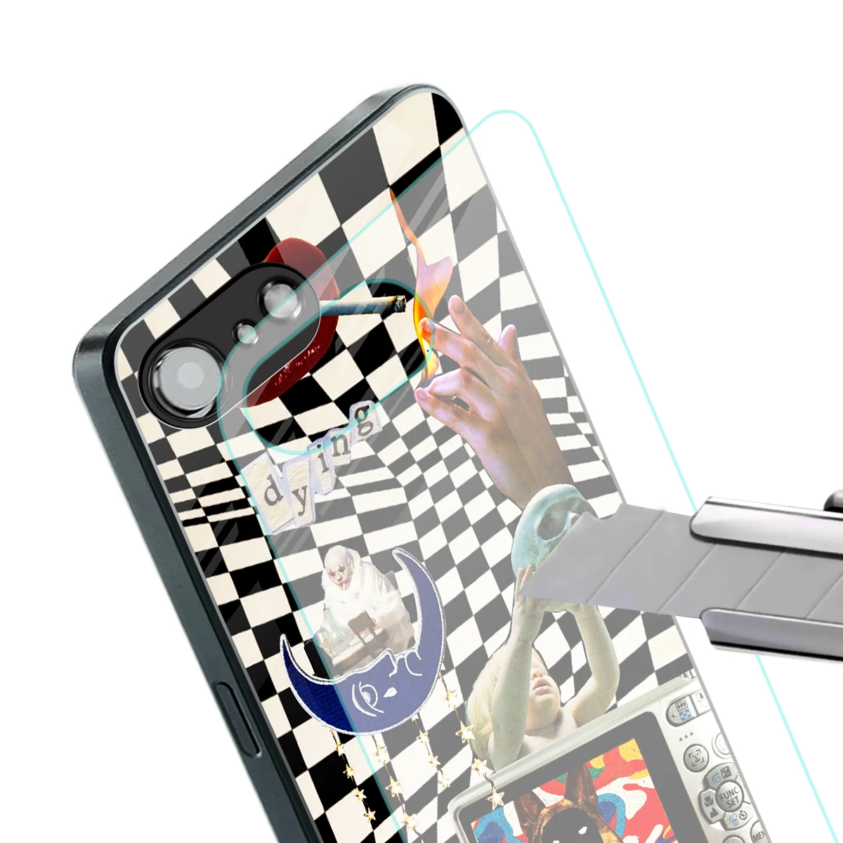 Dark Trip stylish phone case for iphone 16e | glossy glass and slim fit