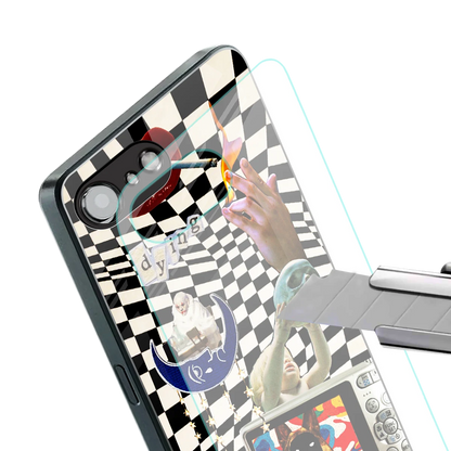 Dark Trip stylish phone case for iphone 16e | glossy glass and slim fit