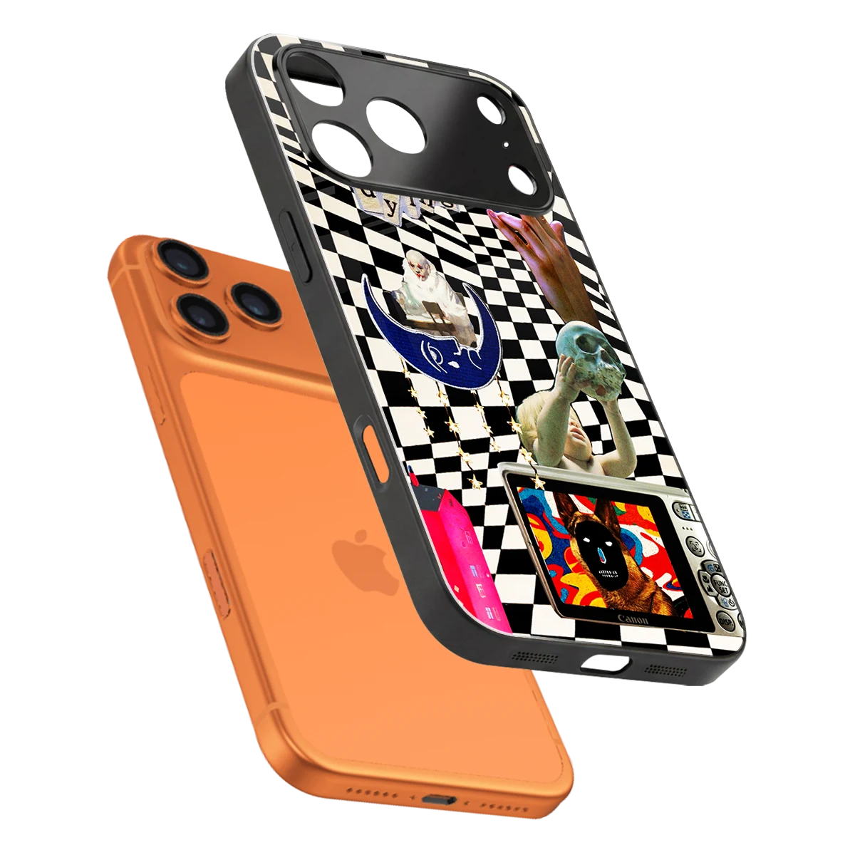 Dark Trip sleek iphone 17 pro max cover with tempered glass back and TPU edges