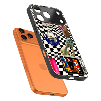 Dark Trip sleek iphone 17 pro max cover with tempered glass back and TPU edges