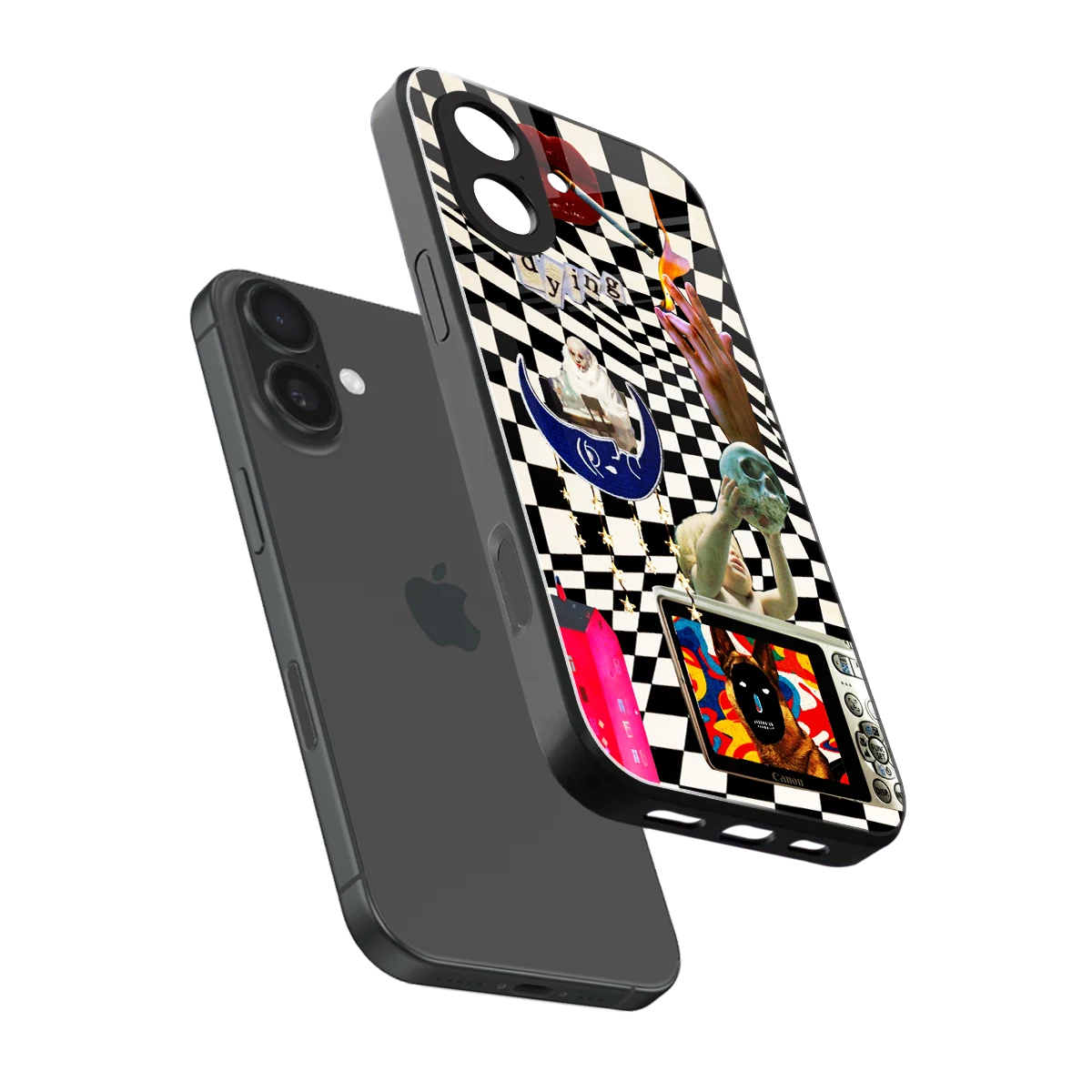 Dark Trip sleek iphone 17 cover with tempered glass back and TPU edges