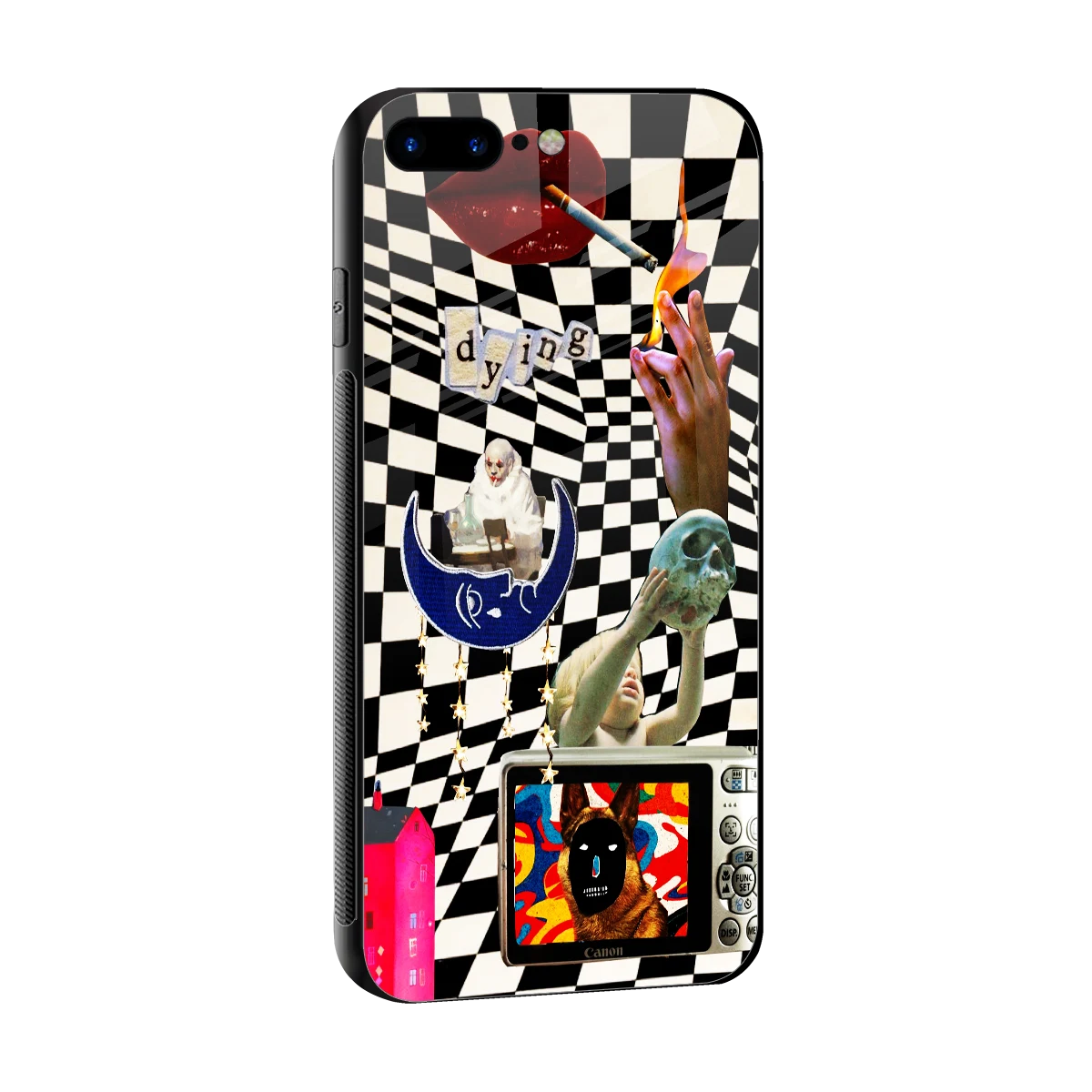 Dark Trip sleek iphone 7 plus cover with tempered glass back and TPU edges