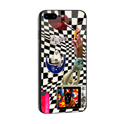 Dark Trip sleek iphone 7 plus cover with tempered glass back and TPU edges