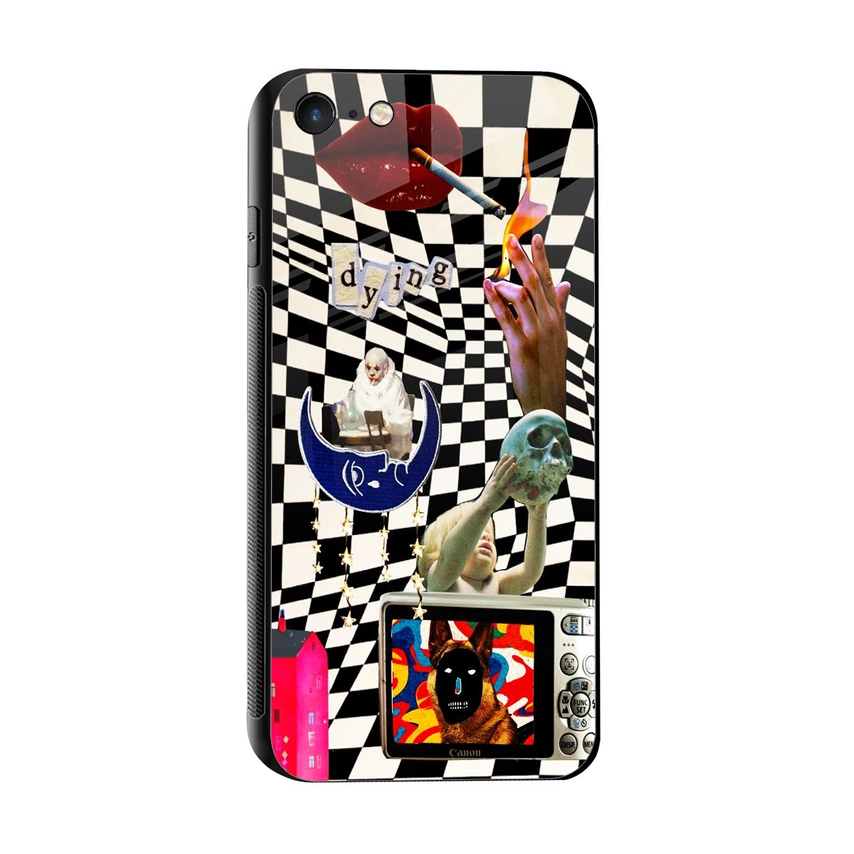 Dark Trip sleek iphone 7 cover with tempered glass back and TPU edges